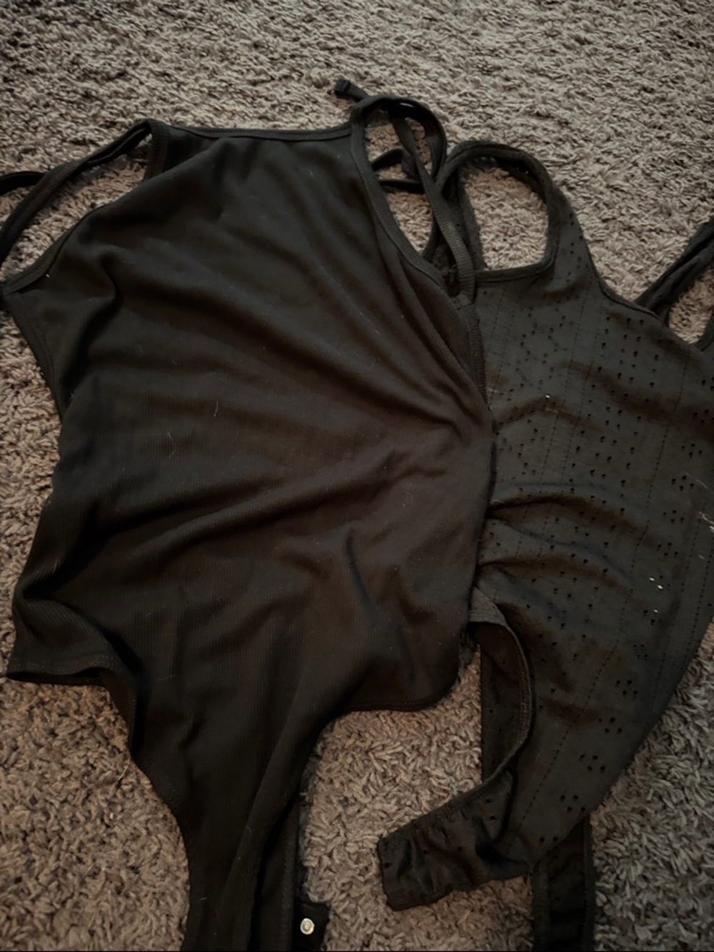 Lulu's Black Ribbed Tank Bodysuit - Slim Straps